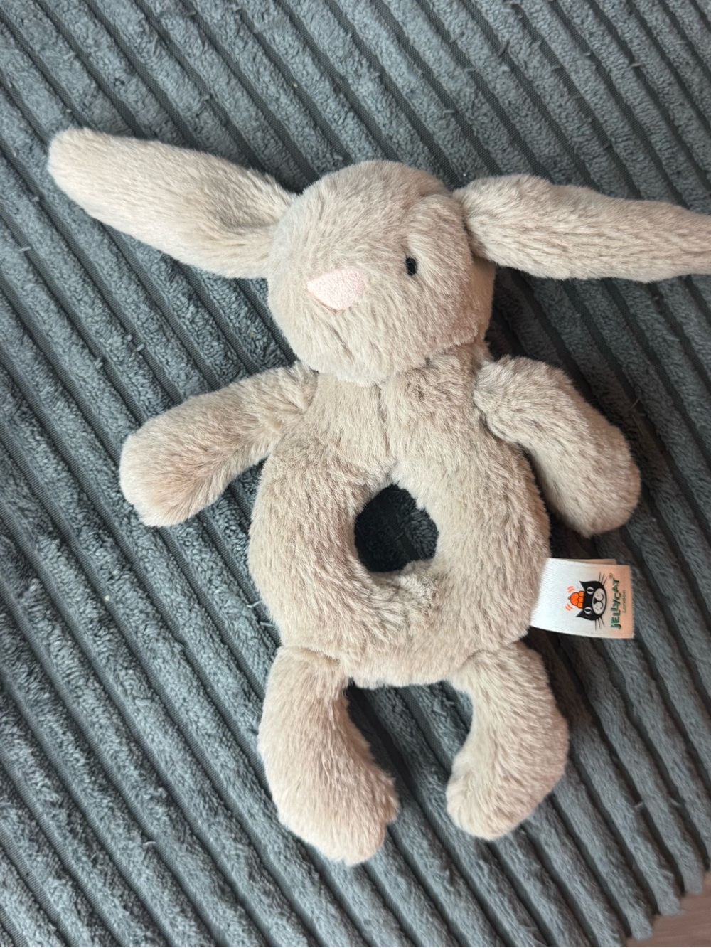 Jellycat London Bashful Beige Bunny Ring Rattle Plush
